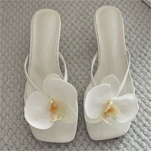 2025 Summer New Ladies' Stiletto High Heels for Slippers <b>Sweet</b> Girl <b>Flower</b> Anti-Slippery Breathable Height Increasing Soft - Product Image 3