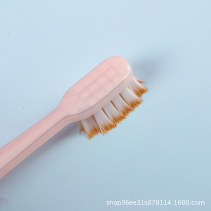 Adult Toothbrush Soft Bristles Nylon Grey Pink Dual Use Home Use - Product Image 4