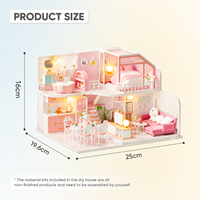 Kit artisanal en bois pour la création de maisons miniatures, thème été, DIY basique, avec lumières LED, puzzle 3D en bois, métal, plastique et papier, pour les 14 ans et plus