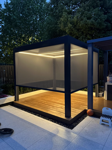 Pergola moderne en acier blanc écologique avec écran rétractable automatique imperméable et matériau PE pour gazebo de jardin - Product Image 6
