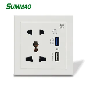 Inteligente Multi-función 1 interruptor 5 Pin Universal Salida de enchufe USB WiFi inalámbrico eléctrica montada en la pared hembra