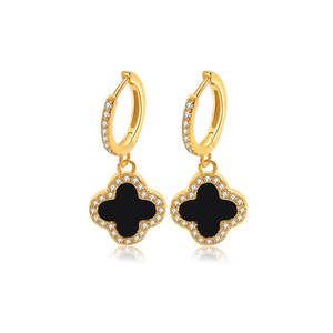 Высокое качество <span class=keywords><strong>925</strong></span> стерлингового серебра четырехлистный клевер натуральный агат кольцо 18k позолоченный Четырехлистный Клевер набор женских колец - Product Image 2