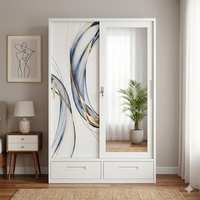 Armoire de chambre en acier imprimée avec casiers de rangement, 120 cm, organisateur de chambre en métal