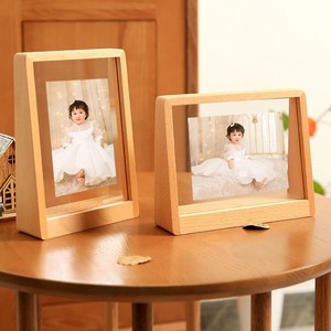 Wooden <b>Double</b>-Sided <b>Photo</b> <b>Frame</b> Rectangular Tabletop Vertical Display For Living Room Bedroom Study Eco-Friendly Solid Wood - Product Image 2