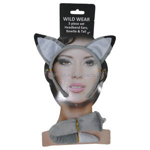 Accessoires <span class=keywords><strong>de</strong></span> déguisement <span class=keywords><strong>de</strong></span> Cosplay d'halloween <span class=keywords><strong>de</strong></span> bonne qualité personnalisés bandeau d'oreilles <span class=keywords><strong>de</strong></span> <span class=keywords><strong>loup</strong></span> gris en peluche - Product Image 1