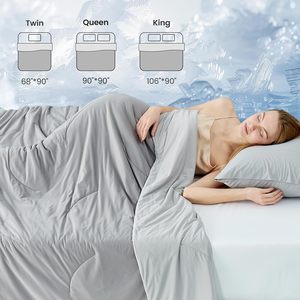 Edredón Refrigerante Tamaño Queen, Mantas Refrigerantes Ligeras Reversibles para Personas que Sienten Calor al Dormir <span class=keywords><strong>y</strong></span> Sudores Nocturnos, Gris Frío, Queen - Product Image 4