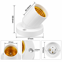 Douille d'ampoule E27 blanche inclinée AC85-265V, support à vis pour ampoule LED, montage mural ou au plafond pour éclairage domestique et commercial, installation simple