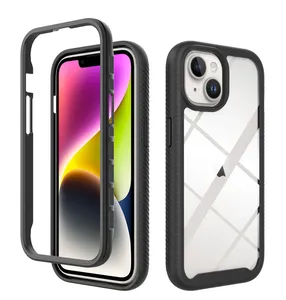 Duro acrílico suave TPU Anti-knock Cover Clear Full Cover Bumper Case para iPhone 15 Contraportada