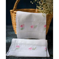 Lot de torchons de cuisine Cristinabologna 100 % coton et lin, broderie carrée rose en relief, microfibre douce, en stock, 0g
