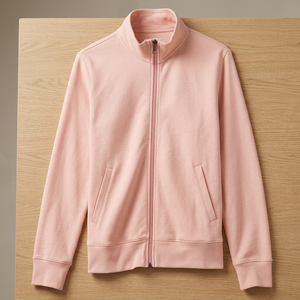 Sudadera con Cierre de Cremallera para Hombre, Color Rosa, Algodón, Corte Regular, Cuello Alto Informal, Manga Larga, Color Sólido, Ropa de Otoño - Product Image 5