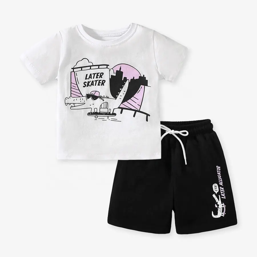 Shopee populaire Pâques garçon vêtements ensembles mignon dessin animé imprime bébé 2 pièces costume pour 2024 été causal coton 1-10T enfants portent