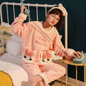 Proveedores al por Mayor de Pijamas de Mujer, Pijamas de Franela con Dibujos Animados <span class=keywords><strong>para</strong></span> Mujer, Conjunto de Invierno - Product Image 6