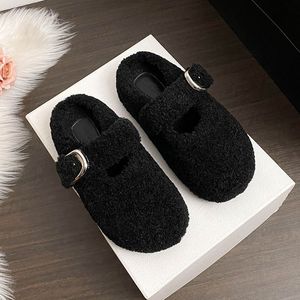 Pantoufles confortables <span class=keywords><strong>en</strong></span> fourrure pelucheuse pour femmes, mules <span class=keywords><strong>d</strong></span>'hiver chaudes <span class=keywords><strong>en</strong></span> fourrure Teddy avec boucle réglable pour l'intérieur et l'extérieur - Product Image 1