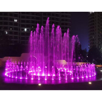 Fuente Musical Profesional de Gran Escala para Exteriores, Decorativa, con Luces LED Púrpuras, de Acero Inoxidable, con Control Programable