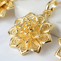 Ensemble de bijoux de haute qualité en cuivre pour femmes, collier et boucles d'oreilles plaqués or 14 carats, cadeau de mariage, de fiançailles ou d'anniversaire