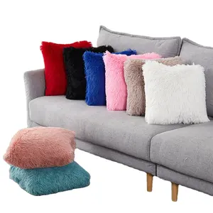 Groothandel Lange Pluche Kussenhoes Effen Kleur Faux Fur Sierkussen Case