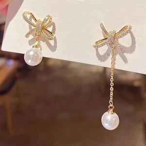 Base y Lazo de Plata S925 para Accesorios de Perlas DIY, para Pendientes de Joyería con Cuentas Redondas de 7-9 mm 21619 - Product Image 1