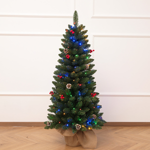 Pointed-Tip PVC Mini Tabletop Christmas <b>Tree</b> with Pinecones & Red Berries, Festive Ornament for Living Room & Bedroom Decoration - Product Image 3