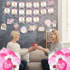 Ensembles <span class=keywords><strong>de</strong></span> décoration <span class=keywords><strong>de</strong></span> fête moderne blanc rose or joyeux anniversaire bannière ballons couronne rideaux pour <span class=keywords><strong>la</strong></span> célébration d'anniversaire des femmes - Product Image 3