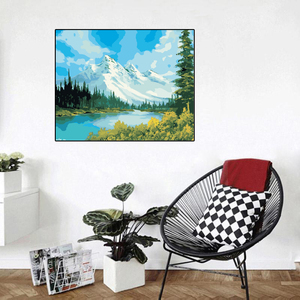 Peinture à l'huile peinture par numéro neige montagnes forêts et rivière photo toile Art mur Art peinture décorative sur toile - Product Image 2