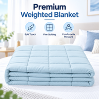 Selimut Berbobot 5LBS dengan Butiran Kaca, Selimut Serat Bambu Katun Pendingin, Selimut Warna Solid untuk Perjalanan