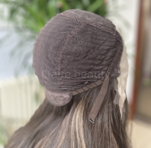 Perruque européenne juive <span class=keywords><strong>Clean</strong></span> Food sans colle dentelle transparente noir brun vierge cheveux raides soie bas haut perruques de cheveux humains - Product Image 6
