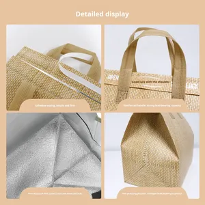 Takeaway Insulated Bag Aluminum <b>Foil</b> <b>Catering</b> Cake Packaging Non-woven Fabric Barbecue Milk Tea Handbag Customized Reusable - Product Image 2
