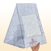 Tissus en dentelle filet française nigériane de haute qualité 2026, brodés, pour robes de mariée élégantes, 5 yards, en tulle africain et maille à sequins
