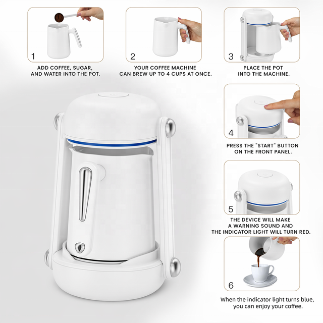 Leazo New Arrival Smart Coffee Making Machines Anti-overflow Turkish Coffee Maker Stainless Steel Coffee Machine