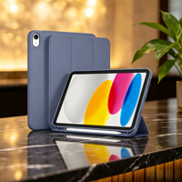 Étui en cuir TPU triple pliage avec fonction veille/réveil automatique et emplacement pour stylet pour iPad Air 6 et iPad Pro 2024 11/13 pouces