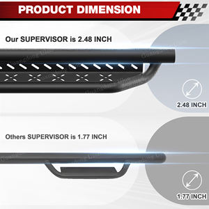Ulon Twee Verhoogde Treeplanken Aan De Zijkant Voor 2019-2024 F-Ord Ranger Supercrew 4-deurs 2 Trappen Gepoedercoat Zwart Koolstofstaal - Product Image 6