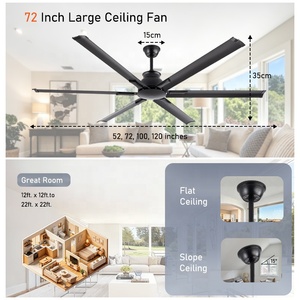 Ventilatore da 72 pollici in alluminio grande industriale e telecomando silenzioso 6 velocità reversibile patio ventilatore da <span class=keywords><strong>soffitto</strong></span> - Product Image 5