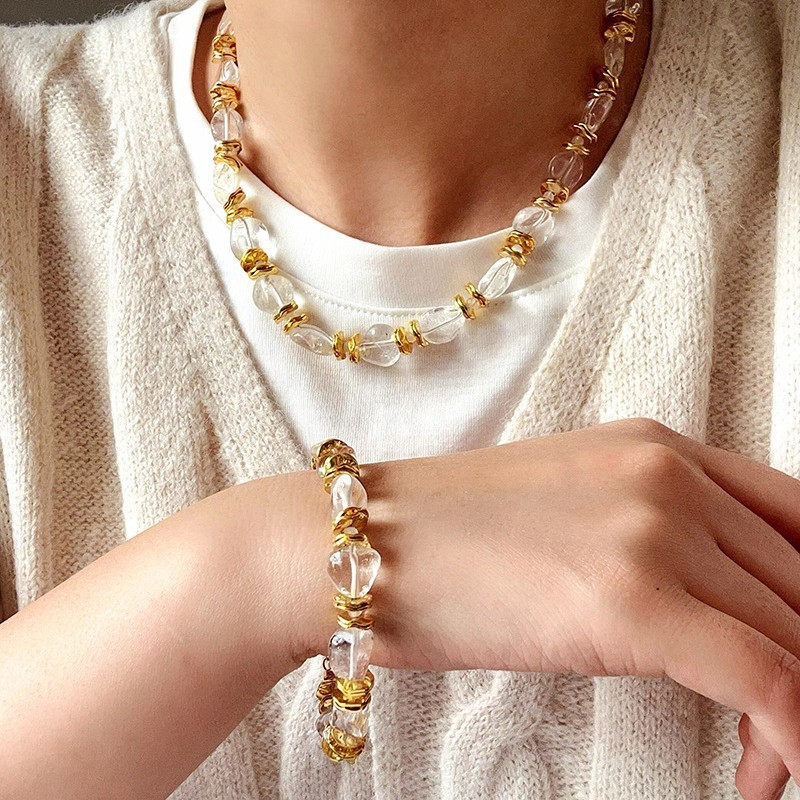 Frisbee Beads Natural Crystal Bracelet for