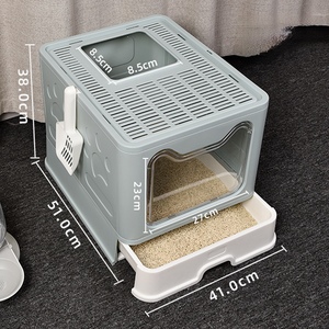 Nouvelle conception de bac à litière pliable avec couvercle et tiroir, toilette pour animaux entièrement fermée - Product Image 3