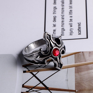Cross <b>Ring</b> <b>Titanium</b> Steel Red Stone Unisex Fashion Jewelry Gift SA648 - Product Image 1