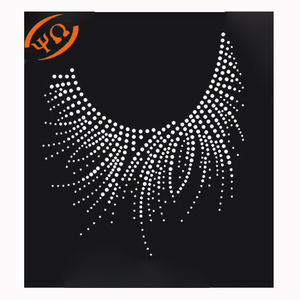 Camiseta con diamantes de imitación para mujer, diseño de cristales moitf, piedra termofijada, hermosos patrones de cuello para vestidos de mujer - Product Image 1