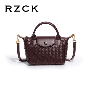 RZCK Dark Purple Fancy Woven Hand Purse Ladies Women's PU Leather Dumpling Shoulder Bag in China Custom Lux Spain Girls