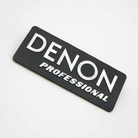 Plaque signalétique personnalisée en aluminium brossé gaufré, badge métallique en relief avec logo argenté et coins arrondis pour l'étiquette de marque d'équipement audio