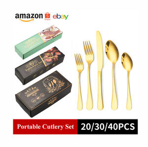 定制豪华餐具套装皇家婚礼晚宴刀叉Sppons酒店餐厅银金不锈钢餐具 - Product Image 2