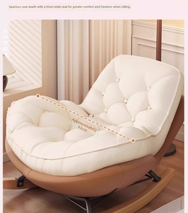 Poltrona a dondolo oversize in pelle scamosciata con poggiapiedi, poltrona reclinabile <span class=keywords><strong>da</strong></span> 93 cm, seduta nordica per interni, ideale per soggiorno, camera <span class=keywords><strong>da</strong></span> letto, hotel - Product Image 6