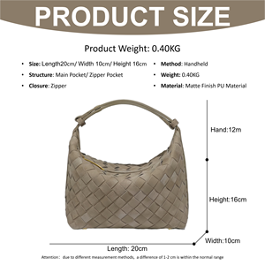 Sac à déjeuner portable en PU tissé mat imperméable et léger, collection Automne/Hiver 2026, avec fermeture éclair et poche intérieure, design compact pour femme - Product Image 1