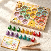 Nouveauté : Jeu d'assemblage Abeille et Ruche, Jouet Montessori en Bois pour la Motricité Fine, Puzzle de Tri des Couleurs, Cadeau Éducatif pour Enfants