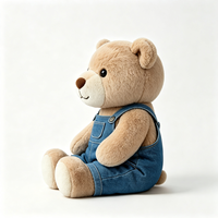 Ours en peluche personnalisé, mignon et doux, avec salopette en jean bleue, jouet en peluche confortable