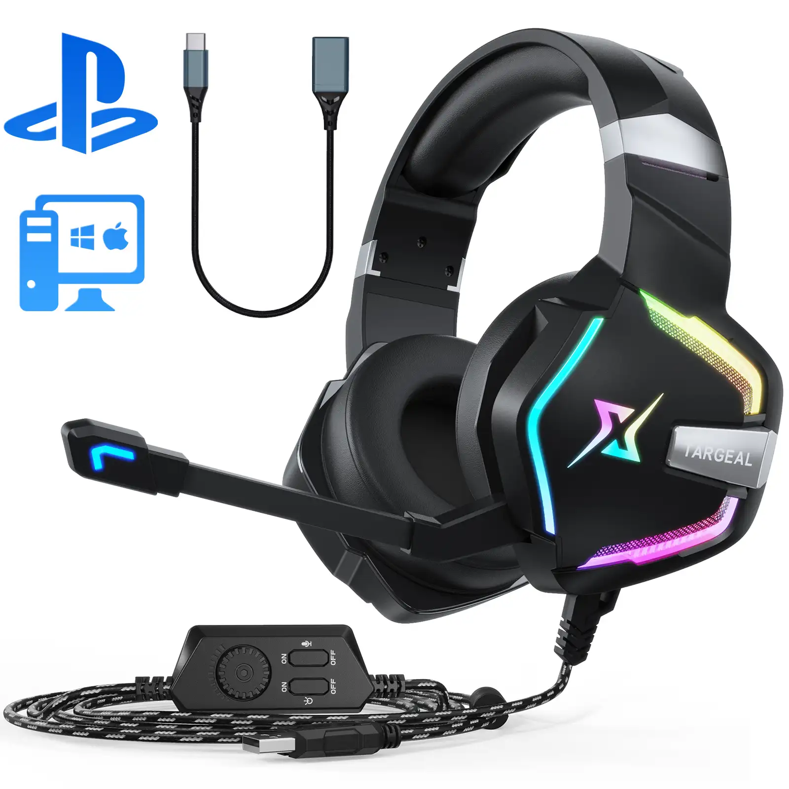 7.1 Surround headphone Gaming headset with mic Gamer Headphones for PS4 Headphone Games Computer Headsets