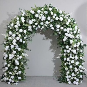 Arreglo de arco de flores de seda rosa, arco en forma de U con flores artificiales 5D para decoración de bodas y eventos. - Product Image 3