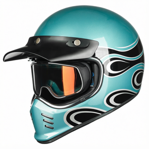 Nuevo Casco de Motocicleta Integral <span class=keywords><strong>ILM</strong></span> Z502 Vintage con Certificación DOT - Negro Mate, Visera Tintada ABS, Liberación Rápida, Diseño Gráfico, 1 Año de Garantía - Product Image 1