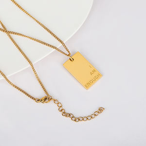 <strong>I</strong> <strong>Am</strong> <strong>Enough</strong> Necklace Inspirational Gold Bar Necklace Sentimental Gift Motivational Jewelry - Product Image 3