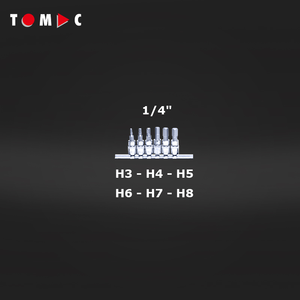 6PCS 1/4 "Dr. CrV y S2 DIN Bit Sockets Set Hex con riel de metal - Product Image 4