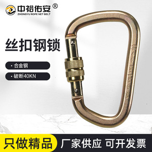 Zhongyu D-Type Carabiner 4000N Alloy Steel <b>Threaded</b> <b>Lock</b> Climbing Equipment - Product Image 5