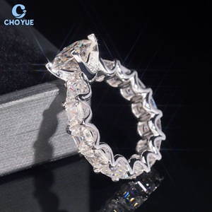 Luxury Wedding Asscher Moissanite Band <b>Iced</b> Out Solid Sterling Silver 925 Hip Hop Jewelry Moissanite Diamond Engagement <b>Ring</b> - Product Image 4